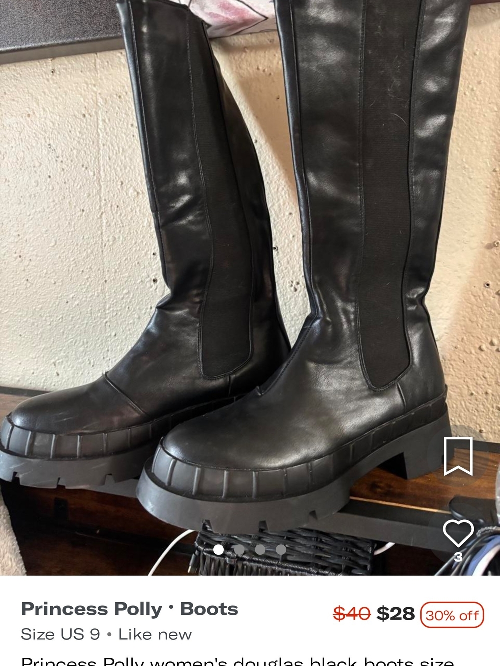 Princess Polly Black Chunky Platform Knee-High Boots